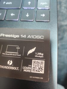 تصویر وزن Msi Prestige 14